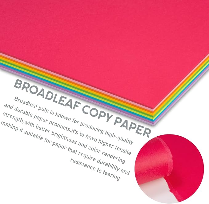 Colored Copy&Print Paper 8.5X11 Inches,180 Sheets 9 Colors Rainbow A4 Printer Paper 20 lb/90GSM Colored Origami Paper for Cutting DIY Art Craft