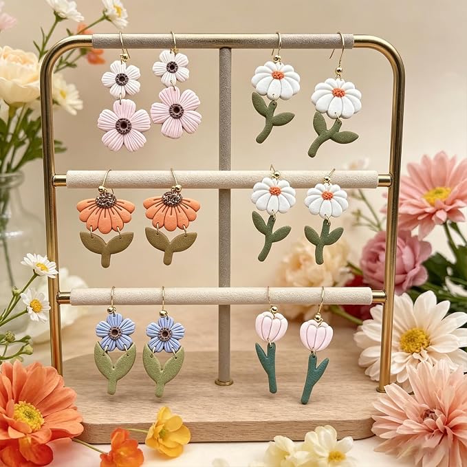 12 Pcs Floral Polymer Clay Cutters Set - Daisy & Flower Shaped Clay Cutters for Polymer Clay Jewelry Making, Fit Romantic Valentine's Day Gift for Wife, Friends & Sisters