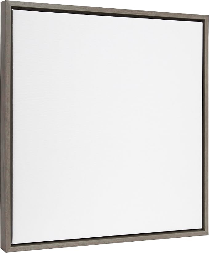 Kate and Laurel Sylvie Blank Framed Canvas Wall Art, 22x22 Gray, Modern Empty Canvas for Paint-Your-Own Art