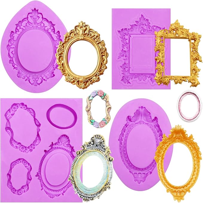 Vintage Frame Silicone Molds, Baroque Picture Frame Fondant Molds