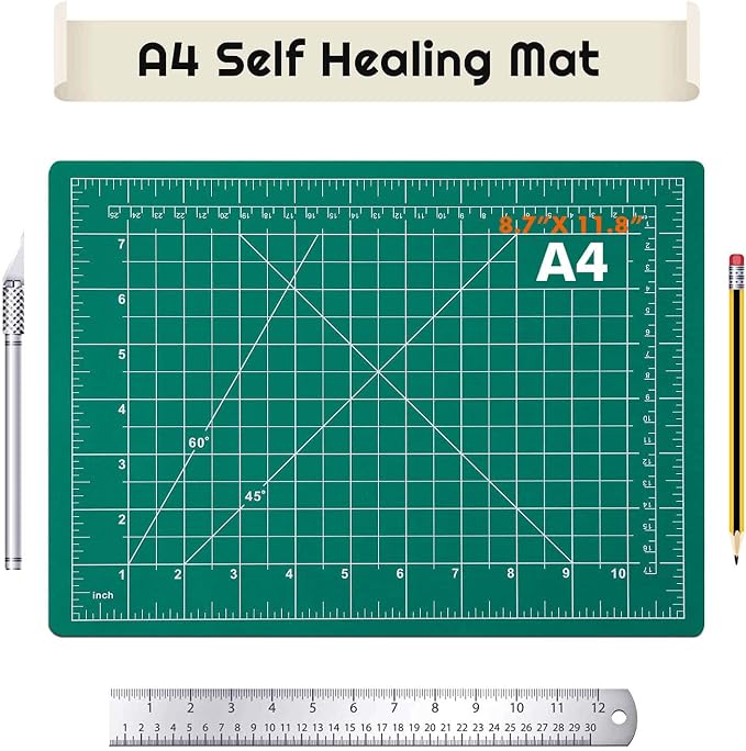 anezus Self Healing Sewing Mat, Rotary Cutting Mat Double Sided 5-Ply Craft Cutting Board for Sewing Crafts Hobby Fabric Precision Scrapbooking Project 9inch x 12inch(A4)