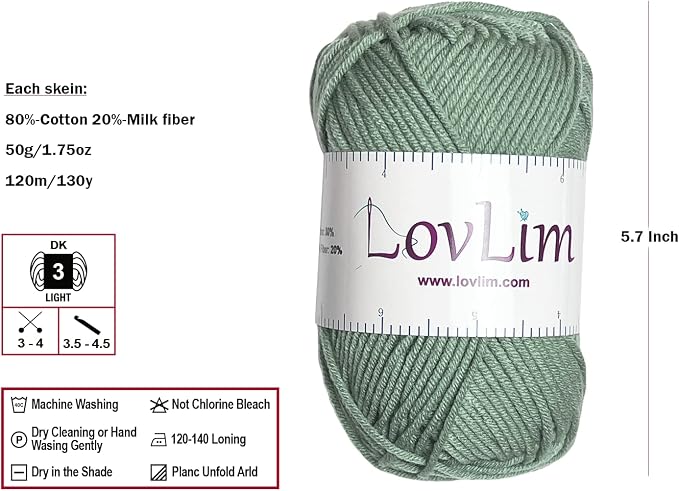 Milk-Cotton Crochet Yarn Kit, 10x50g Skeins DK Weight, 1250+ Yards, Hooks, Needles & Safety Eyes, 40+ Free Patterns, for Amigurumi, Crocheting & Knitting - Autumn Palette