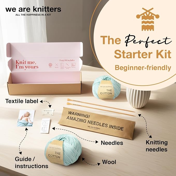 We Are Knitters Blanket Knitting Kit for Beginners – Aquamarine