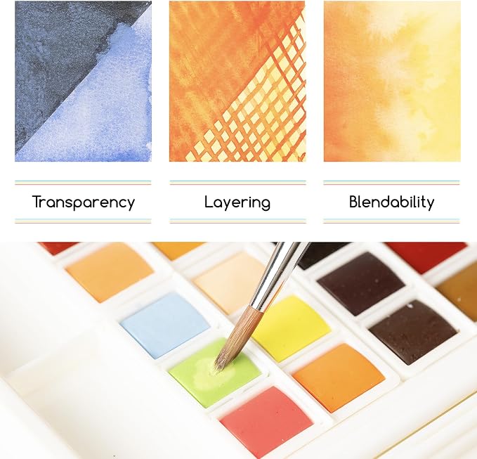 MEEDEN Portable Watercolor Paint Set: 48 Colors Watercolor Paints for Adult | Art Paint Kit with Brush, Palette, Art Supplies - Watercolors Travel Set for Adult Teens Beginner Amateur
