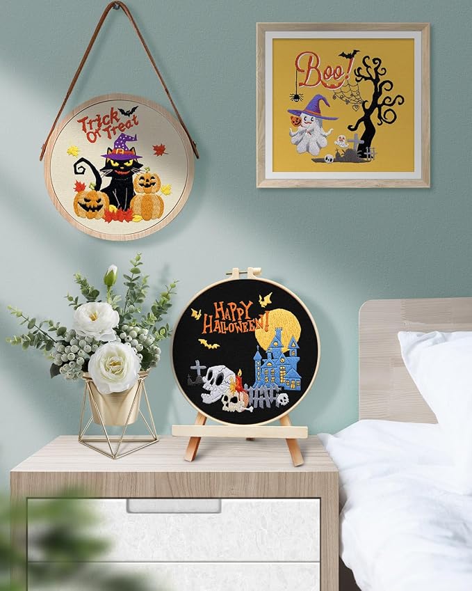 TINDTOP Halloween Embroidery Kit for Adult, Embroidery Stitch Practice kit