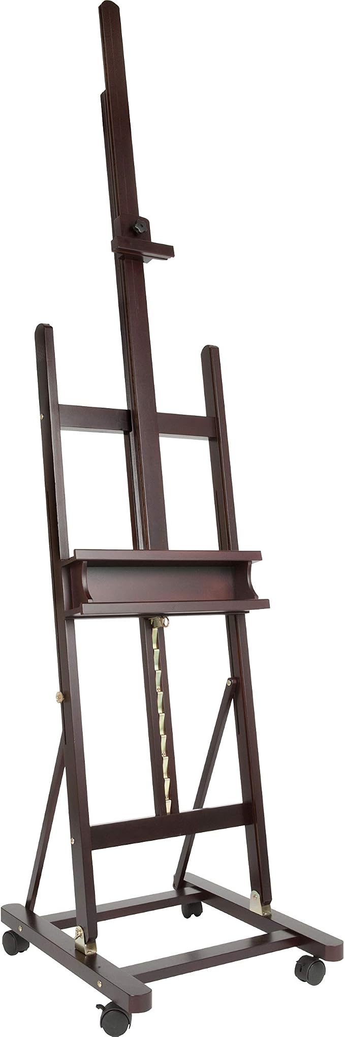SoHo Urban Artist Wooden Easel - H-Frame Studio Easel for Tabletop Easels for Painting & Drawing Desk, Supports Canvases Up to 71", Mahogany Finish, Adjustable with Locking Casters