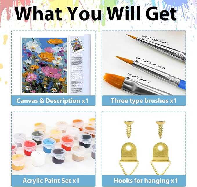 Paint by Numbers Kit for Adults, Adult Paint by Number Kits 16x20 Inch | Flowers Paint by Numbers Kit for Adults, Acrylic Painting by Numbers, DIY Arts and Crafts for Gifts or Home Decor