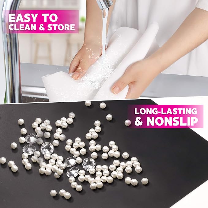 LEOBRO Large Silicone Mats for Crafts, Resin Mold, Playdough, White & Black | 2pcs 23.4"x19.5" Large Silicone Sheets, Nonstick Resin Molds Mats, Table Mat, for Clay, Resin, Paint, Glue, Jewelry Making