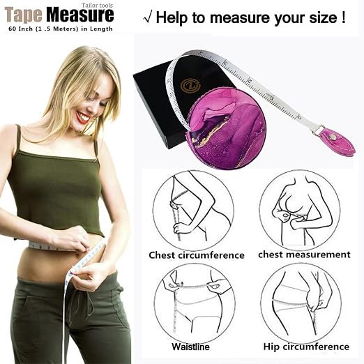 Tape Measure Body Measuring Tape，Medical Body Cloth Tailor Craft Dieting Measuring Tape, Dual Sided Retractable Ruler Colour Printed Soft Tape Measure Retractable