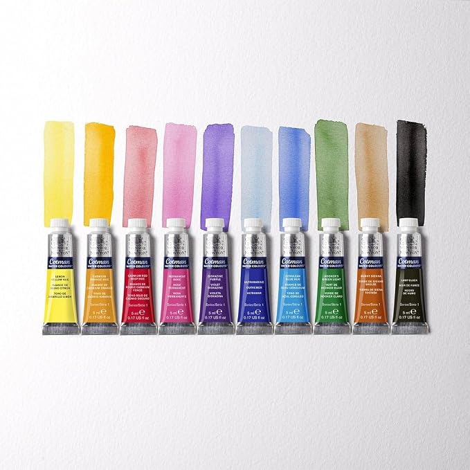 Winsor & Newton Cotman Watercolor Paint Set, 10 Colors, 5ml (0.17-oz) Tubes | Introductory Watercolor made with Fine Art Pigments, Perfect for Beginners, Lightfast & Permanent, Good Tinting Strength
