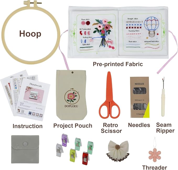 Embroidery Stitch Book Kit for Beginners & Adults ,33 Essential Stitches