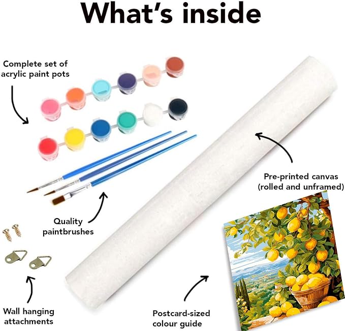 Clendo Lemon Paint by Numbers Kits for Adults, DIY Lemon Tree Adult Paint by Number Kits on Canvas, Digital Oil Number Painting for Home Decor (16x20 Inch)
