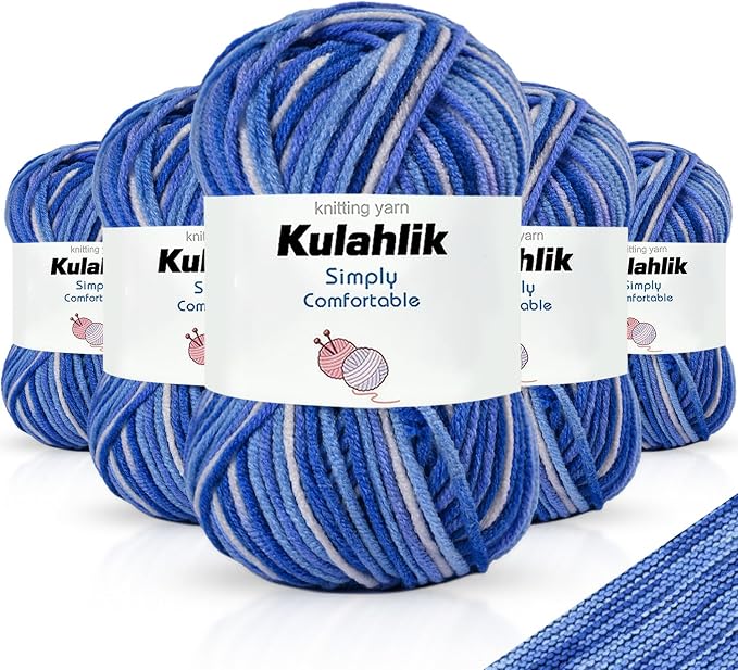 250g(5x50g) Acrylic Yarn for Crochet/Knitting, Colorful Gradient Yarn Thread, 5 Rolls Skeins, Perfect for Any Knitting Crochet and Crafts Mini Project