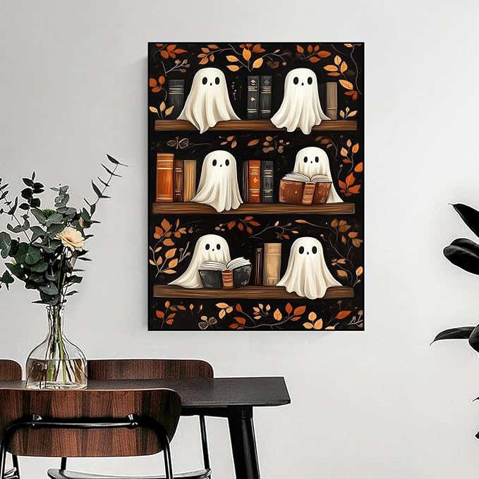 mrpwnle Diamond Art Kits for Adults, Halloween Diamond Painting Kits | Halloween Ghost Book Diamond Art Painting Kits for Adults Beginners, 5D Round Full Drill Gem Art Kits, Home Decor 12x16inch