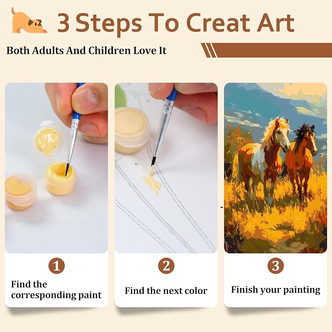 Reivworl Horse Paint by Numbers Kit for Adults Beginner 16×20 inch