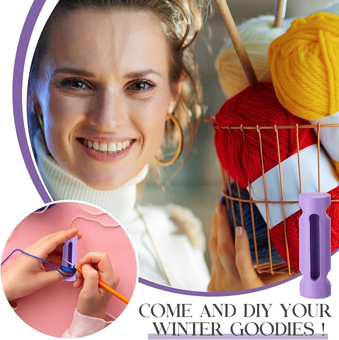 Threlaco 1 Pcs Crochet Tool 4" Beginner Crochet Tool, Purple | Learn How to Make Circle Stitch and Guide Knitting Holder Accessories for All Yarn Sizes Beginners Mother Birthday Gifts