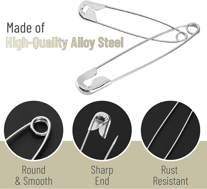 Mr. Pen- Extra Large Safety Pins, 5 Inch, 5 Pack, Silver