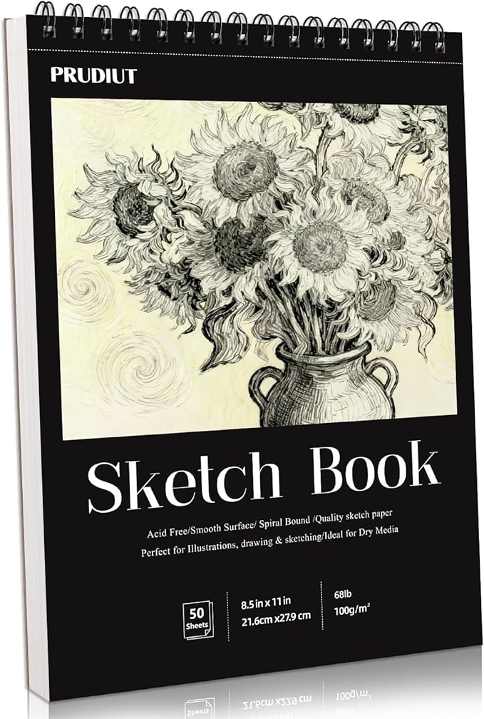 Sketch Book 8.5 × 11, Spiral Bound, 50 Sheets, Acid-Free Drawing Pad | Acid-Free 68lb Paper, Perforated Pages, Lays Flat, Dry Media for Students & Artists