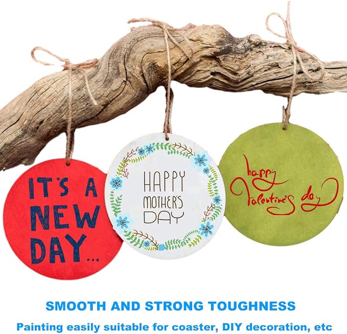 25 Pcs 4 Inch Wood Circles, Unfinished Wooden Circles Round Disc