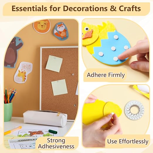 400 PCS 2mm Double Sided Foam Dots 0.3" Foam Round Dots 3D Foam Tape Craft Double Sided Dual Adhesive Foam Mounts Foam Pop Dots For Art Crafts Diy Handmade Scrapbook(White,0.3" Diameter,2mm Thick)