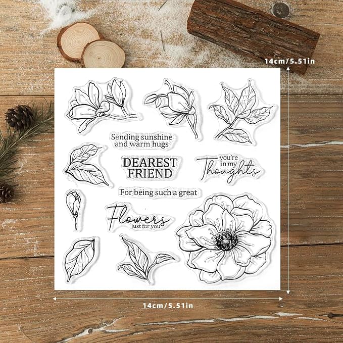 Clear Stamps and Metal Cutting Dies Set for Card Making Scrapbooking, DIY Craft Stamps and Dies Kit for Journaling, Albums, Greeting Cards, Holiday Cards, Birthday, Christmas (YX1677)