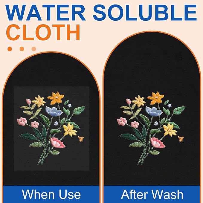 FURWEY Wash Away Embroidery Stabilizer,8PCS 8.5x11,Self Adhesive,Printable | Water Soluble Embroidery Paper, Self Adhesive & Printable, for Hand & Machine Use, 8.5 x 11 Inches, 8 Sheets