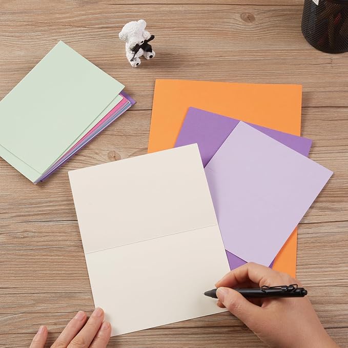 50 Pack Blank Folded Cardstock Cards, Multicolor, 4x6