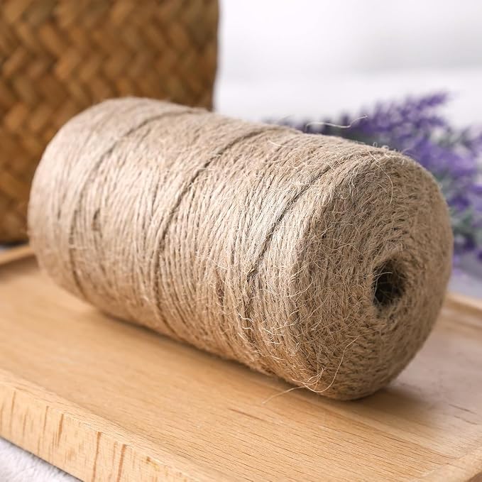 VGOODALL 2Pack 2mm Natural Jute Twines, 656 Feet Long Brown Yarn for Crafts, Gift Wrapping, Packing, Gardening and Wedding Decor (Brown-328Feet/Roll)