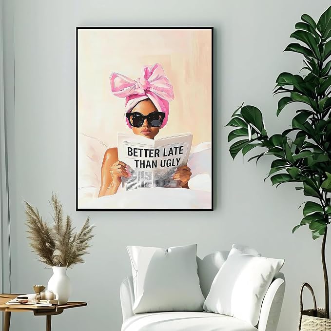 Gemozaic Fashion Woman Paint by Numbers Kit for Adults Beginners, Unframed | Pink Bow Easy Paint by Number for Adult, Elegant Lady DIY Acrylic Painting by Number for Home, Wall Decor, Gift, 12 x 16 IN