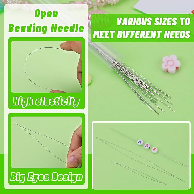 UOOU 86 Pcs Beading Needle Set, 6 Sizes Beading Needles for Seed Beads | Long Straight Bead Needles for Bracelets, Twist Beading Needles, Flexible Needle for Jewelry Making
