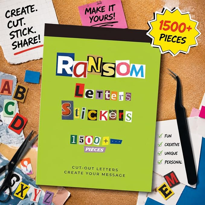 Letter Stickers Book-Scrapbook Supplies | 1500Pcs Vintage Ransom Alphabet Stickers for Journaling, Planners, Cards, Vision Boards, DIY Crafts