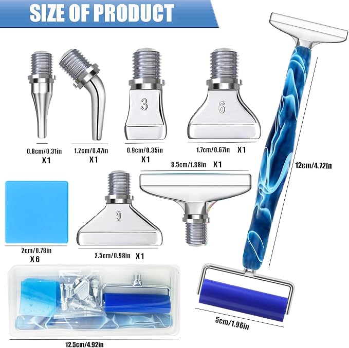 Diamond Art Pens Tools Diamond Painting Pen Accessories Kits with Screw Metal Tip Roller Drill Bead Dot Pens for Art Craft Nail (Blue Pen Silver 6)