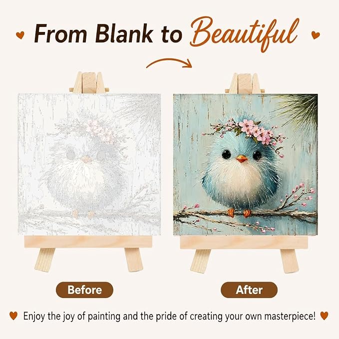 BYGFHLYW Bird Cherry Blossom Paint by Numbers Kit for Adults Canvas | Animal Easy Adult Paint by Number Kits On Canvas, DIY Acrylic Oil Painting Kits for Home Wall Decor 16x16Inch