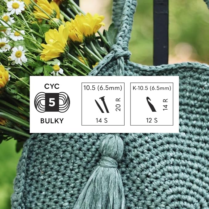 Lion Brand Yarn, Rewind Bulky Flat Tape Yarn for Crochet, Knitting and Crafts, Willow, 1 Pack, Soft Fiber for Bags, Summer Hats, and Shawls, Khaki Brown