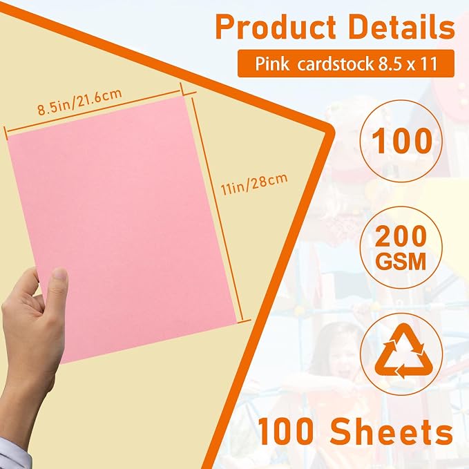 Guakicae 100 Sheets Candy Pink Cardstock 8.5 x 11 Craft Paper 75lb
