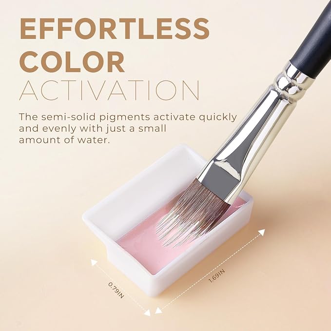 Fuumuui CREAMORA Watercolor Paint Set 24 Colors Opaque Semi-Solid - Muted Cream Dreamy Macaron Tone for Soft Gradient, Professional Art Supplies for Adult Artists & Beginners Painting Sketching