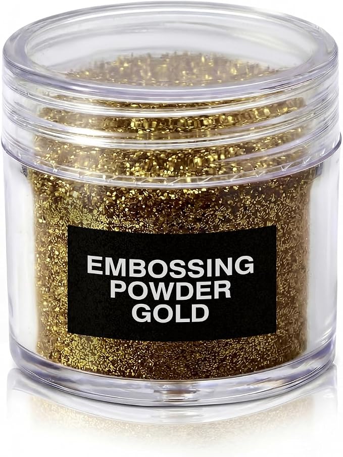 Heigble 1 Pc 0.5 Ounce Glitter Embossing Powder Set for DIY Crafts Greeting Cards Making Scrapbooking Wedding Invitations (Gold)