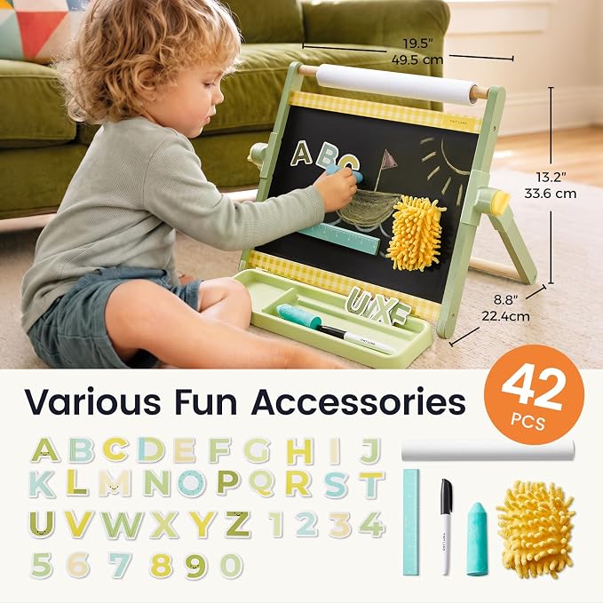 Tiny Land Tabletop Kids Art Easel, 5-Level Magnetic Drawing Board