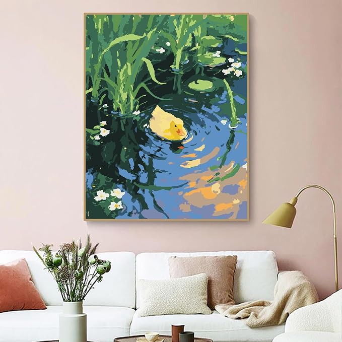ZRIZQ Paint by Numbers Kit for Adults Beginner Animal,Duck,16x20 | Full set with wooden brushes,rolled canvas,rich paints.Calming activity.Beginner friendly.Just open and paint.