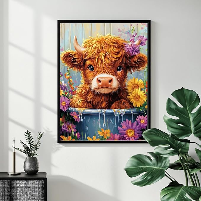 Highland Cow Paint by Numbers Kit for Adults, 16x20 inch | DIY Painting Kits Crafts for Adults, Relieve Stress, Gift, Home Wall Decor