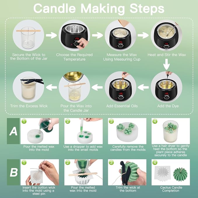 ZEROMX Complete DIY Candle Making Kit for Beginners Digital Wax Melter | User-friendly kit to make beautiful crafts & handmade gifts.