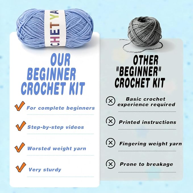 Cosminy 8Pcs Crochet Kit for Beginners, DIY Craft for Adults and Kids, Great Gift for Crochet Lovers, Crocheting Animal Kits with Step by Step Videos,Yarn,Crochet Hook,Birthday Holiday Gift