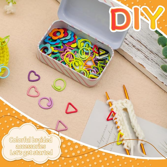 Jmuiiu 80PCS Metal Stitch Markers, 4 Styles Colorful Crochet Stitch Markers | Knitting Crocheting Clothing Tag Diy Craft Project with Storage Box