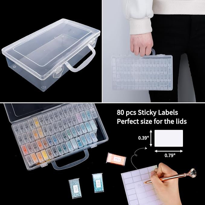 SGHUO Diamond Painting Storage Container 64 Grid Bead Organizer Dividers