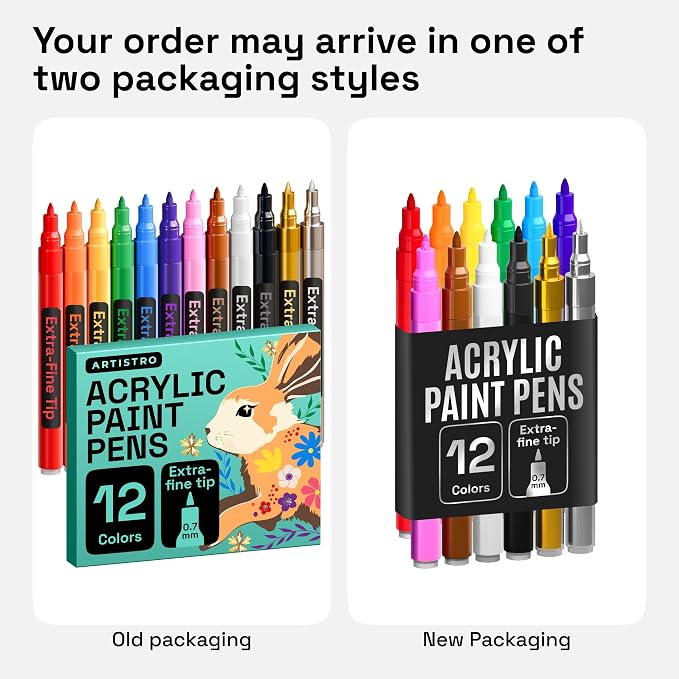 ARTISTRO 12 Multicolor Paint Pens for Glass Marking - Extra-Fine Tip
