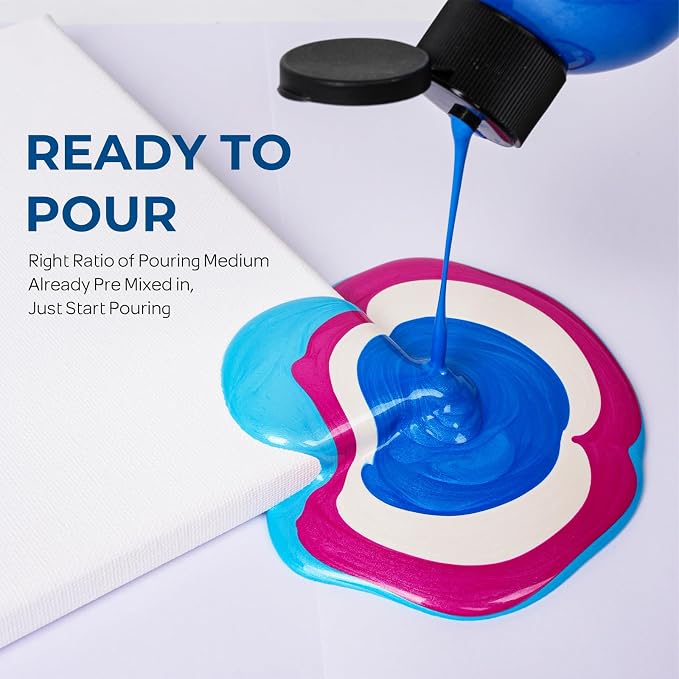 Nicpro 18 Colors 8.45oz Large Volume Metallic Acrylic Pour Paint Kit