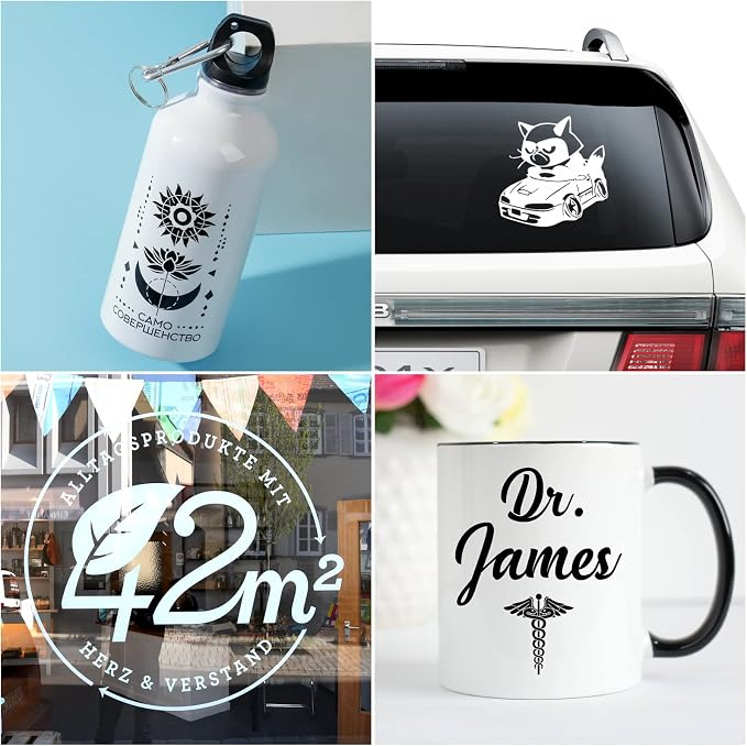 Glossy White Permanent Vinyl, 12" x 12 FT Vinyl with Cricut Cutting Machine - Lya Vinyl Glossy White Adhesive Roll for Mug, Cup, Window & Home Decal