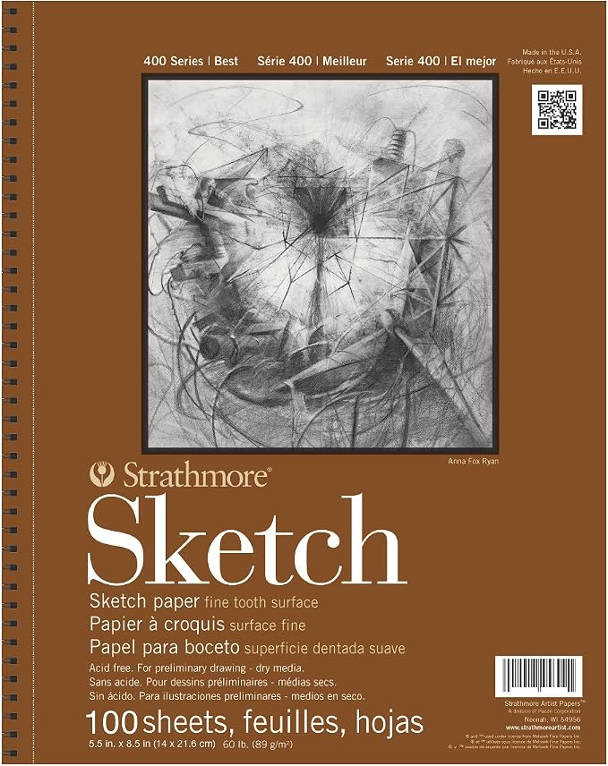 Strathmore 400 Series Sketch Pad, 5.5x8.5 inch, 100 Sheets - Artist Sketchbook for Drawing, Illustration, Art Class Students