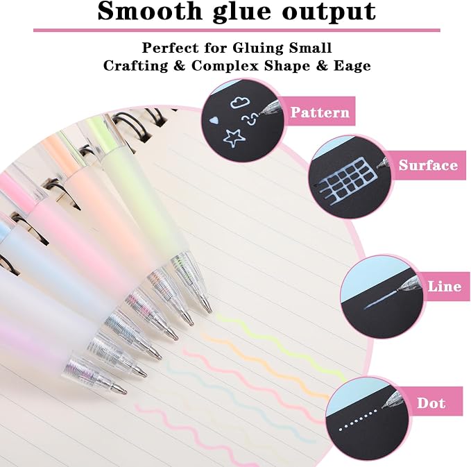 12 Pcs Quick Dry Glue Pen Fine Tip Ballpoint Roller Stick Pens