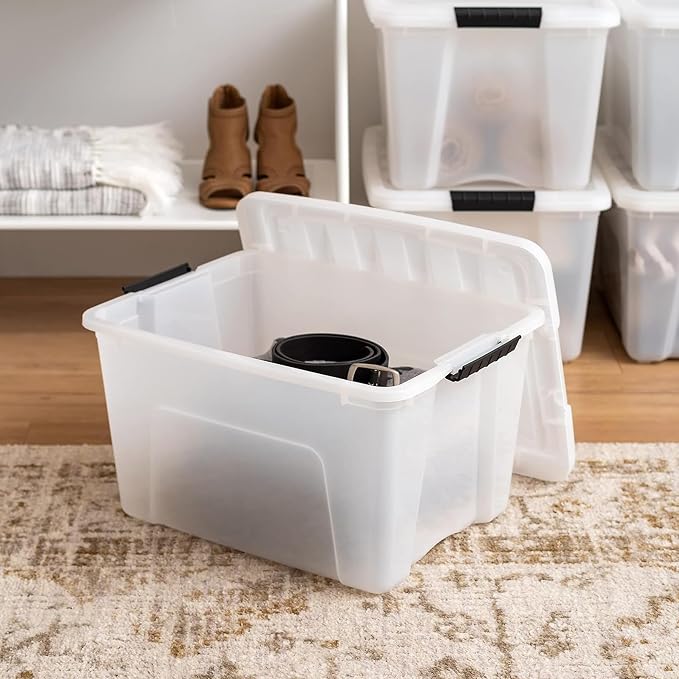 IRIS USA 4-Pack 40 Quart Storage Bins with Lids, Pearl